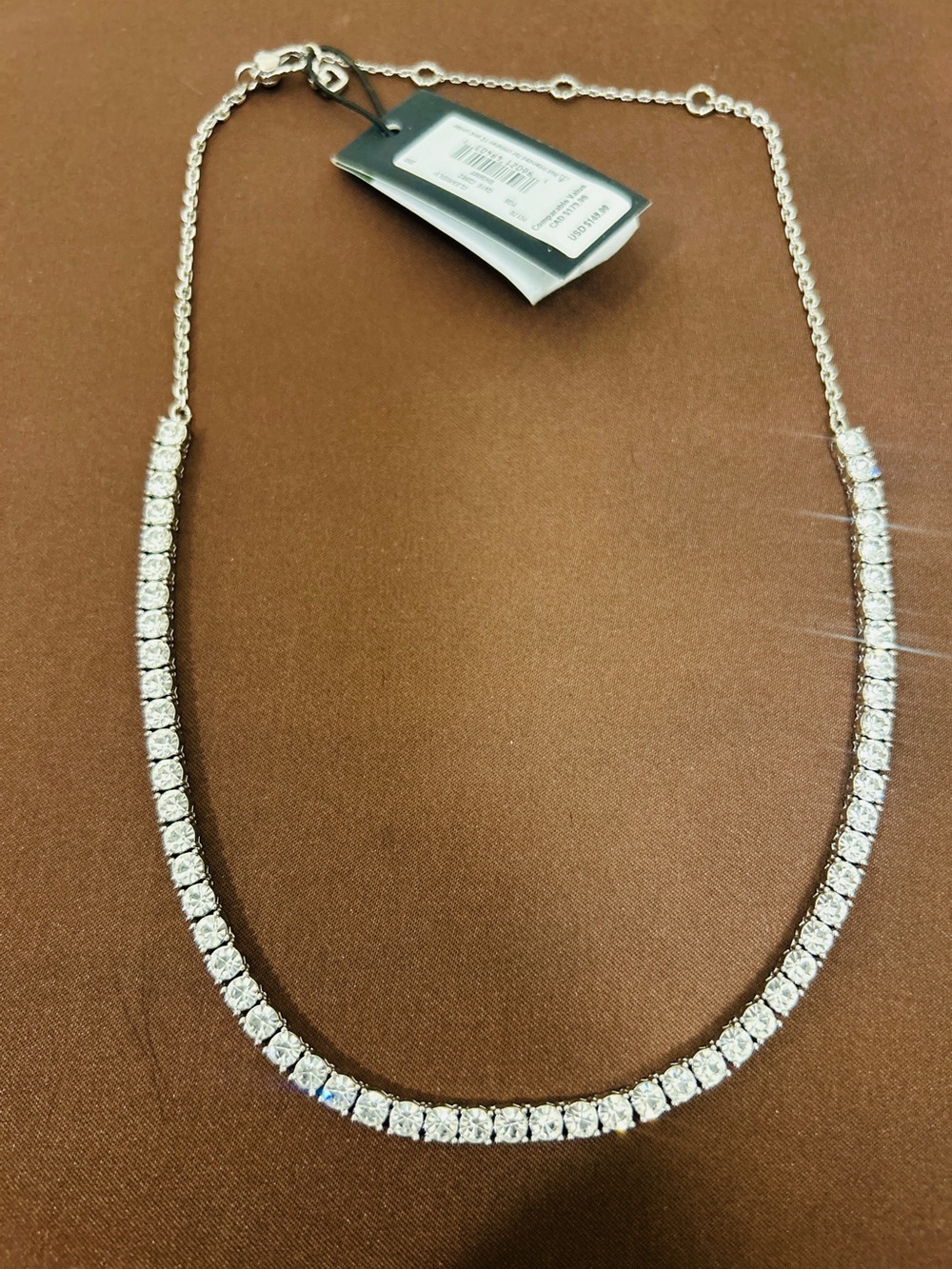 Kate Spade Silver Shimmy CZ Necklace with Adjustable Lobster Clip NWT